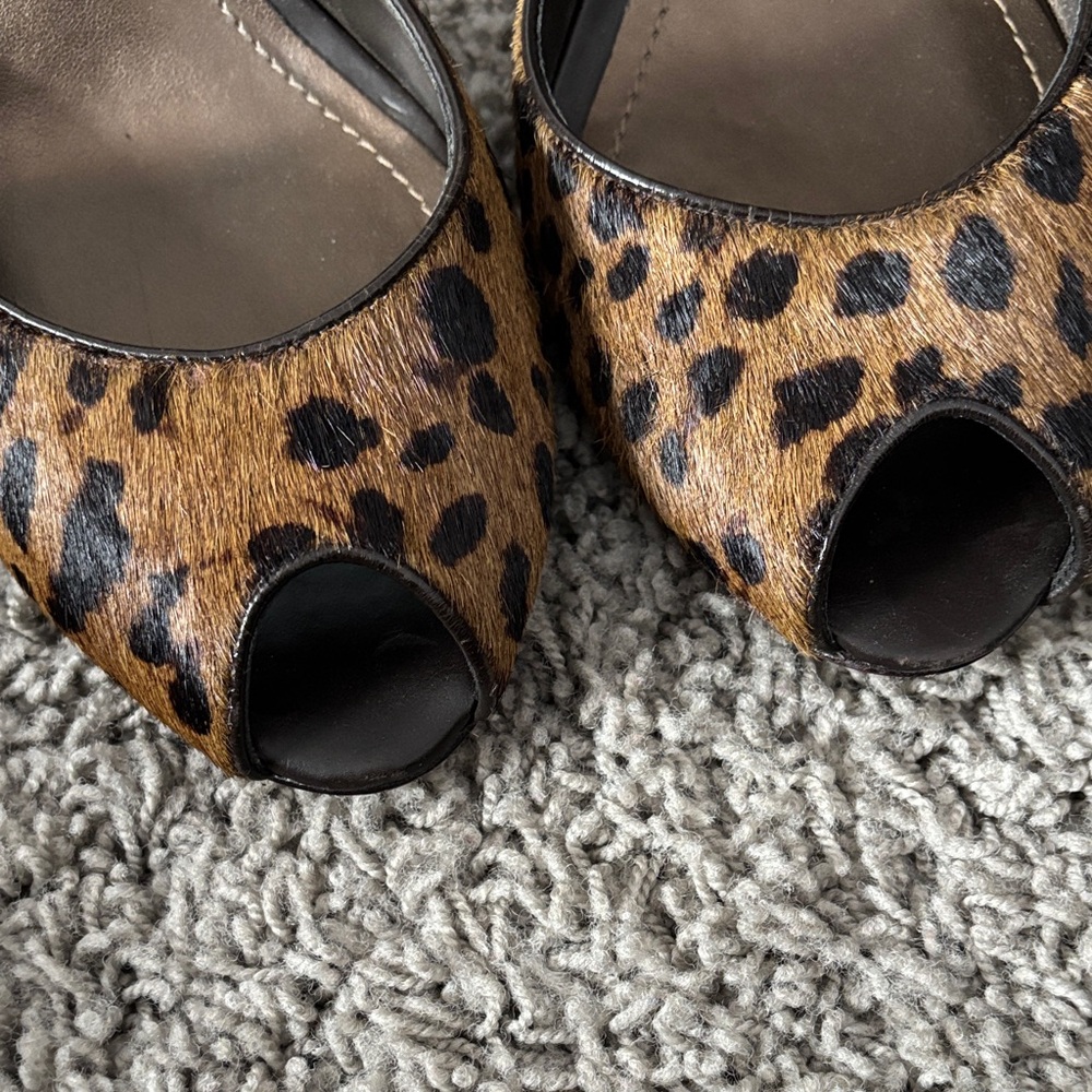 Ann Taylor Leopard Print Peep-Toe Heels - Picture 9 of 14